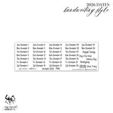 2026 Dates - Handwriting Style