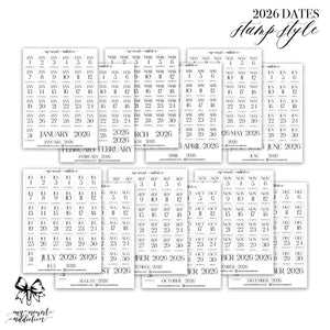 2026 Dates - Stamp Style