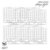 2026 Dates - Stamp Style