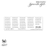 2026 Dates - Typewriter Style