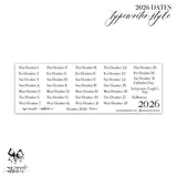 2026 Dates - Typewriter Style