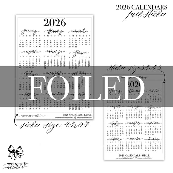 FOILED 2026 Calendars - Full Page | lettering by Jesenia