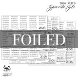 FOILED 2026 DATES - TYPEWRITER STYLE