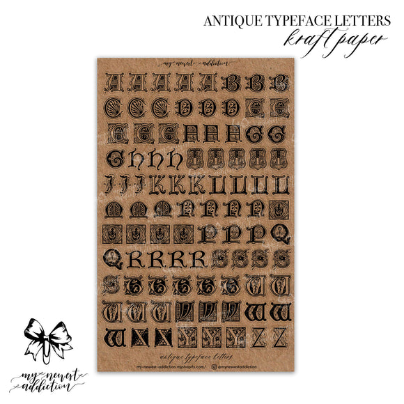 ANTIQUE TYPEFACE LETTERS | KRAFT PAPER