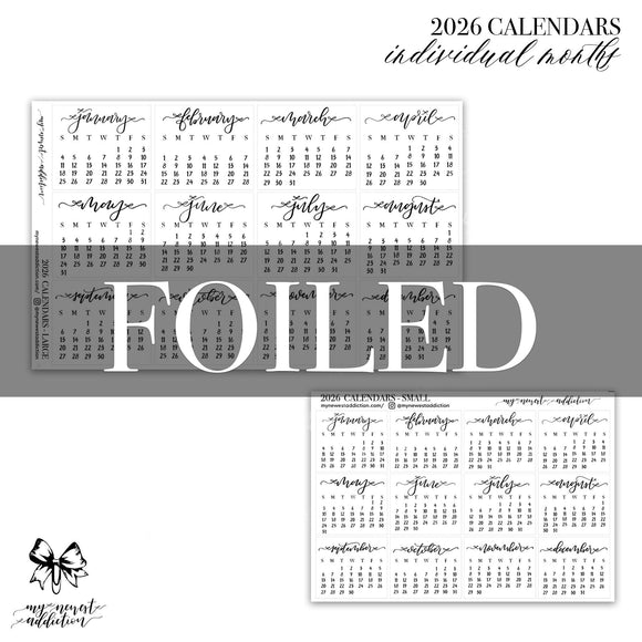 FOILED 2026 Calendars - Individual Months | lettering by Jesenia