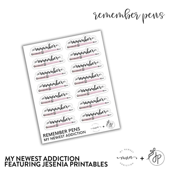 Remember Pens | lettering by Jesenia Printables