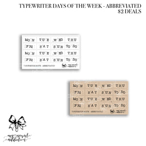 $2 DEALS | TYPEWRITER DAYS OF THE WEEK ABBREVIATED